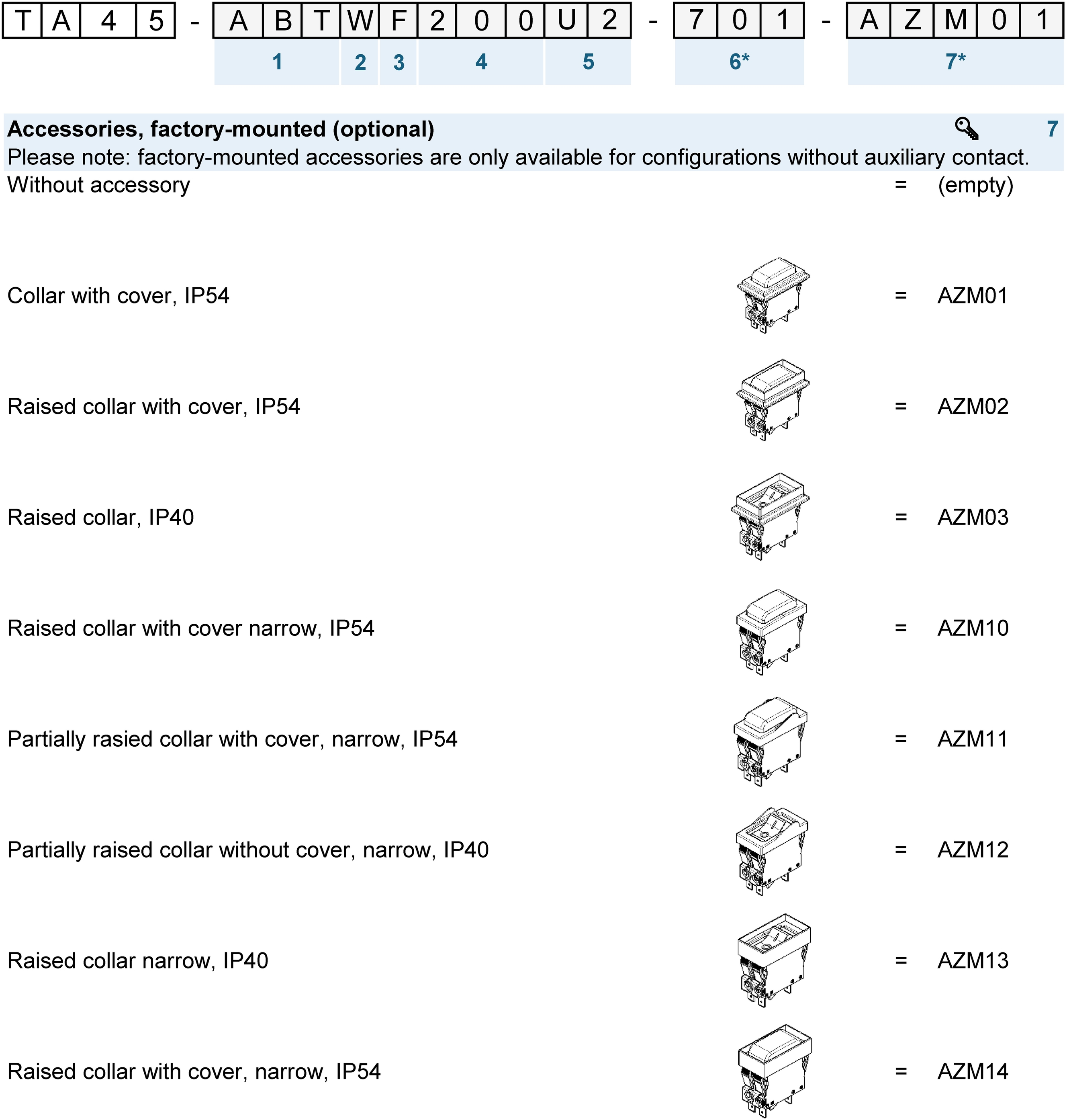 Order number key: TA45_2pol_Config_Code_Wippe