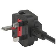 2343  Power Supply Cord with UK Power (Mains) Plug 3-pole, Angled