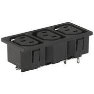 0909  Power Strip for snap-in mounting 3 appliance outlets F Snap-in mounting from front side