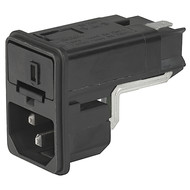 KEC IEC connector C14 with fuse holder 1- or 2-pole with voltage selector Snap-in mounting from front side en IM0005595