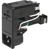KD-Bowdencable  IEC Appliance Inlet C14 with Fuseholder 1- or 2-pole, Bowden-Line Switch 2-pole and Voltage Selector