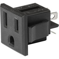 NR020  NEMA line Outlet 5-15R, Snap-in Mounting, Front Side, Solder Terminal