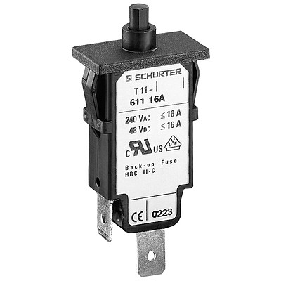 T11-614  Circuit Breaker for Equipment thermal, Snap-in type, Reset type, Quick connect terminals
