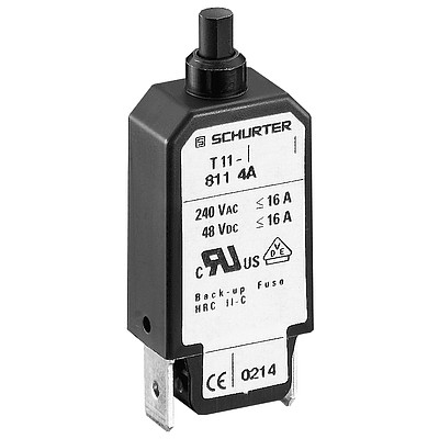 T11-814  Circuit Breaker for Equipment thermal, Drop-in type, Reset type, Quick connect terminals