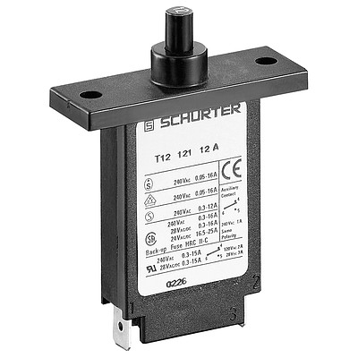 T12-122  Circuit Breaker for Equipment thermal, Flange type, Manual ON/OFF, Screw terminals