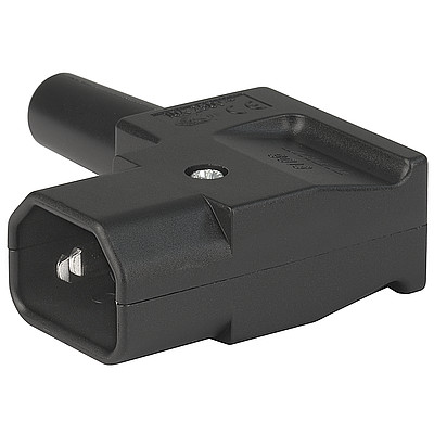 9013  IEC Plug E, Cord Connector (Rewireable), Angled