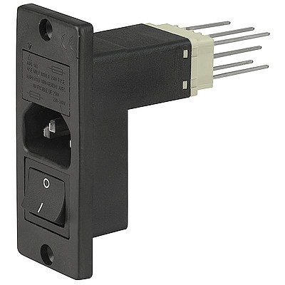 6788  IEC Gerätestecker C14 mit Netzschalter 2-polig, Spannungswähler und Sicherungshalter 1- oder 2-polig
