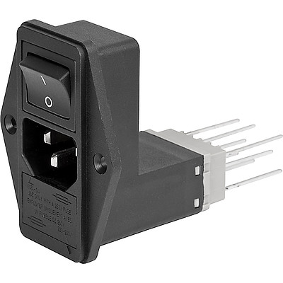6766  IEC Appliance Inlet C14, with Line Switch 2-pole, Voltage Selector and Fuseholder 1or 2-pole