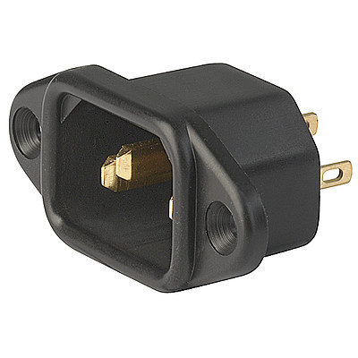 6061-G  IEC Appliance Inlet C14, Screw-on Mounting, Front Side, Solder terminal, contacts and terminals gold-plated