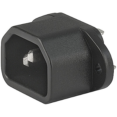 6048  IEC Appliance Inlet C14, Screw-on Mounting, Front or Rear Side, Solder or Quick-connect Terminal