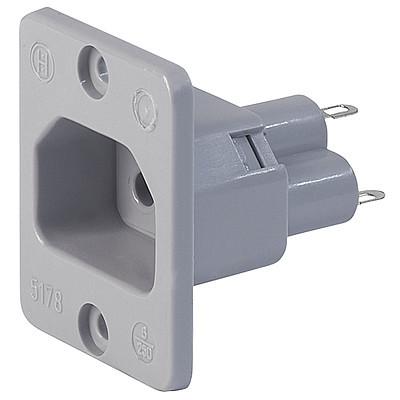 5178  IEC Appliance Outlet 6A 2- or 3-pole, Screw-on Mounting, Front Side, Solder Terminal