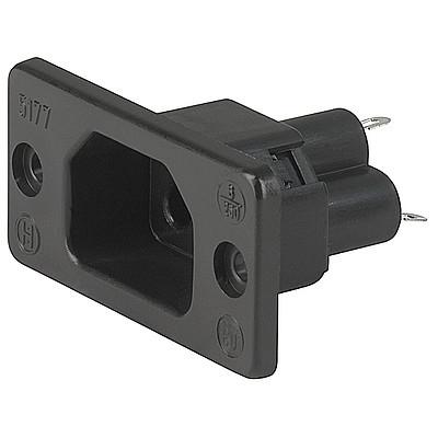 5177  IEC Appliance Outlet 6A 2- or 3-pole, Screw-on Mounting, Front Side, Solder Terminal