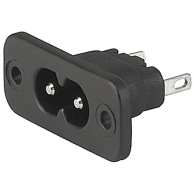 2571  IEC Appliance Inlet C8, Screw-on Mounting, Front Side, Solder or Quick-connect or Print Terminal