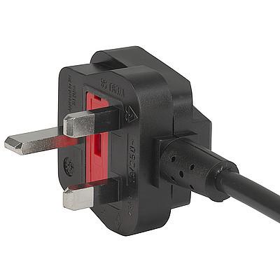 2343  Power Supply Cord with UK Power (Mains) Plug 3-pole, Angled