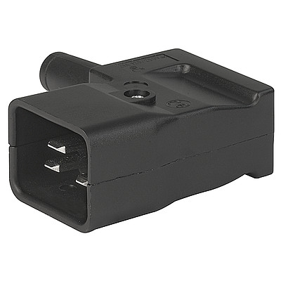 1611  IEC Plug I, Cord Connector (Rewireable), Angled