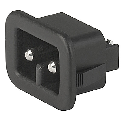 1203  Appliance inlet for low voltage, Snap-in Mounting, Front Side, Solder or Quick-connect Terminal