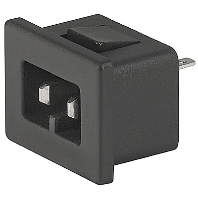 1201  Appliance inlet for low voltage, Snap-in Mounting, Front Side, Solder or Quick-connect Terminal