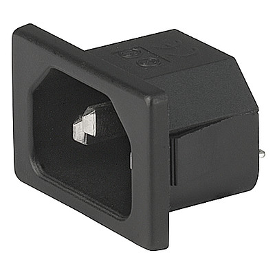 1061  IEC Appliance Inlet C14/C18, Snap-in Mounting, Front Side, Solder or Quick-connect or Screw-on Terminal