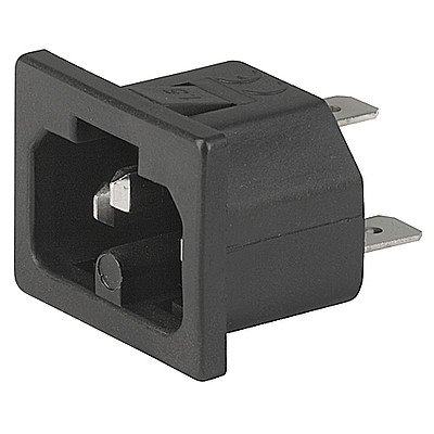 0184  IEC Appliance Inlet C16A, Snap-in Mounting, Front Side, Quick-connect or Screw-on Terminal