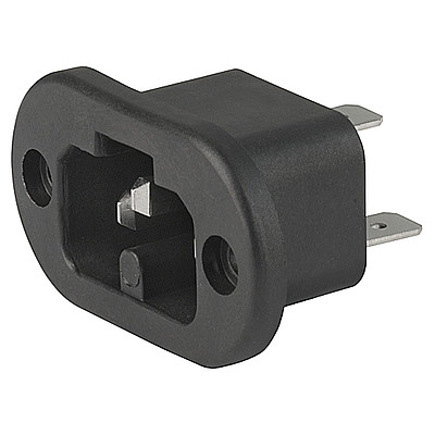 0181-A  IEC Appliance Inlet C16A, Screw-on Mounting, Front Side, Quick-connect or Screw-on Terminal