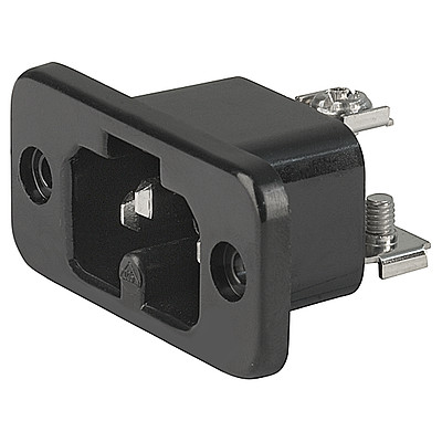 0181  IEC Appliance Inlet C16A, Screw-on Mounting, Front Side, Quick-connect or Screw-on Terminal