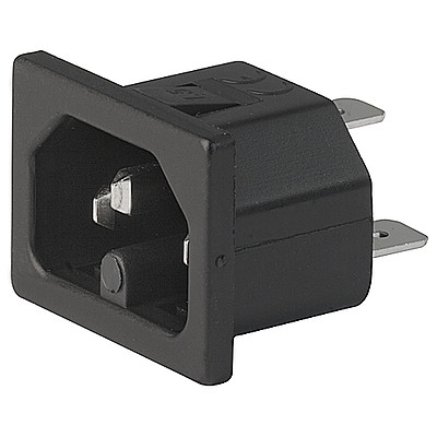 0165  IEC Appliance Inlet C16, Snap-in Mounting, Front Side, Quick-connect Terminal