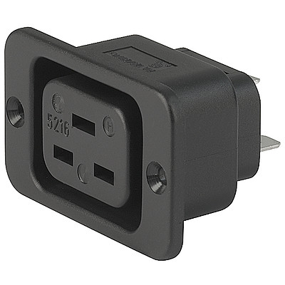 5216  IEC Appliance Outlet J, Screw-on Mounting, Front Side, Quick-connect Terminal