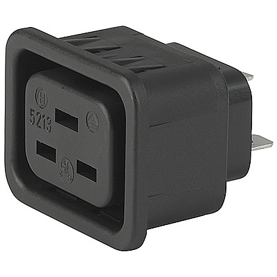 5213  IEC Appliance Outlet J, Snap-in Mounting, Front Side, Quick-connect Terminal