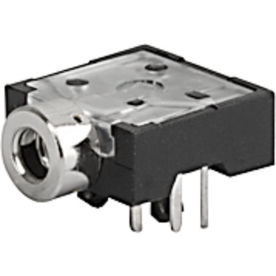 4831.2320  Audio Connector, Socket, 2.5 mm, 3-pole, solder terminals for PCB, shielded