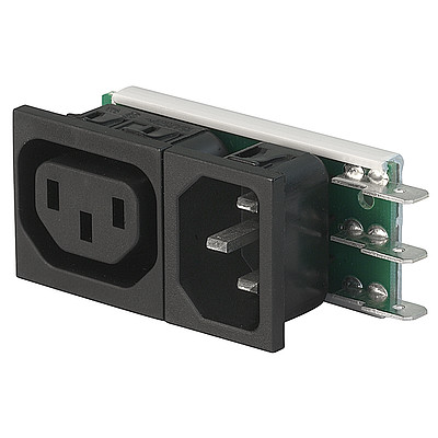 Felcom 64  IEC C14 device plug with modular expandable components Snap-in version from front side