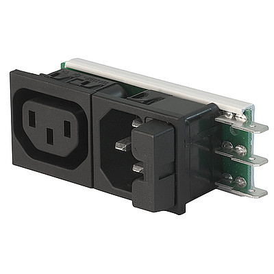 Felcom 64  IEC C14 device plug with modular expandable components Snap-in version from front side