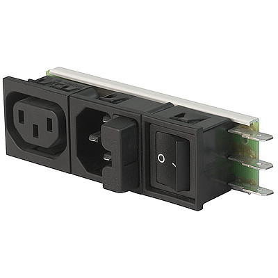 Felcom 64  IEC C14 device plug with modular expandable components Snap-in version from front side