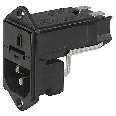 KEC  IEC connector C14 with fuse holder 1- or 2-pole Screw-on mounting from front side