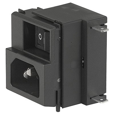 GRM1  IEC Appliance Inlet C14 with Fuseholder 2-pole, Line Switch 2-pole and Voltage Selector