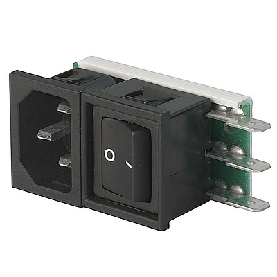 Felcom 64  IEC C14 device plug with modular expandable components Snap-in version from front side