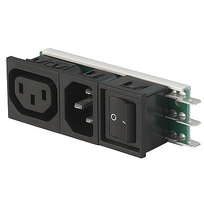 Felcom 64  IEC C14 device plug with modular expandable components Snap-in version from front side