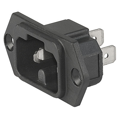 6120-3  IEC Appliance Inlet C16A, Screw-on Mounting, Front or Rear Side, Solder or Quick-connect Terminal