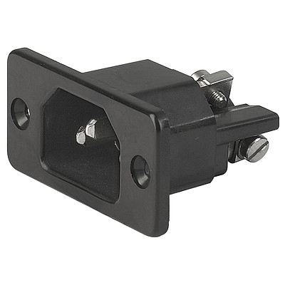 8843.FL  IEC Appliance Inlet C14, Screw-on Mounting, Front Side, Quick-connect or Screw-on Terminal