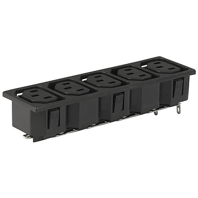 0909  Power Strip for snap-in mounting 5 appliance outlets F Snap-in mounting from front side