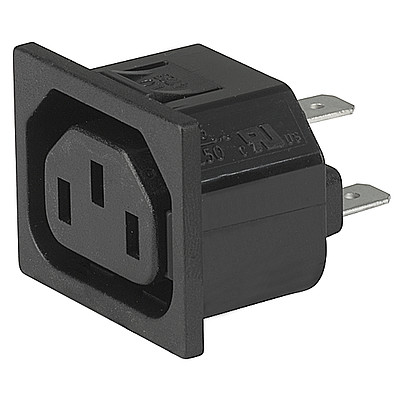 4723  IEC Appliance Outlet F Shuttered, Snap-in Mounting, Front Side, Solder or Quick-connect Terminal