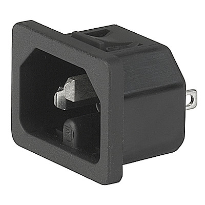 6110-4  IEC Appliance Inlet C16, Snap-in Mounting, Front Side, Solder or Quick-connect Terminal