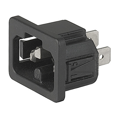 6120-5  IEC Appliance Inlet C16A, Snap-in Mounting, Front Side, Solder or Quick-connect Terminal