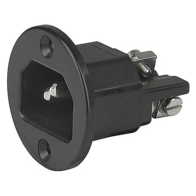 8843.FLR  IEC Appliance Inlet C14, Screw-on Mounting, Front Side, Quick-connect or Screw-on Terminal