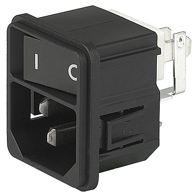 KEB1 IEC connector C14 with line switch 1-pole Snap-in mounting from front side non-illuminated  black en IM0005663