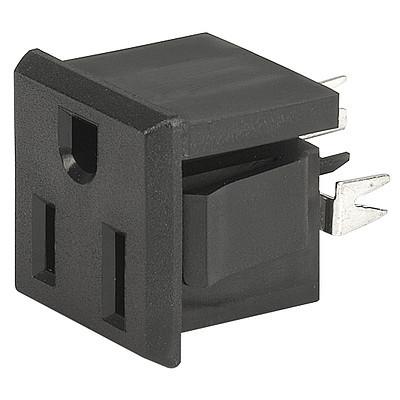 0709-1 0709-1 - NEMA Line Outlet 5-15R  snap-in mounting from frontside  V-Slot terminal en IM0005899