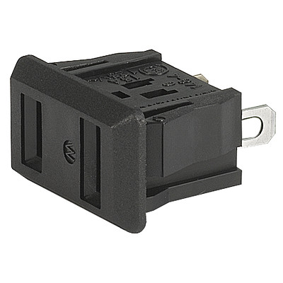 0715  NEMA line Outlet 1-15R, Snap-in Mounting, Front Side, Solder Terminal