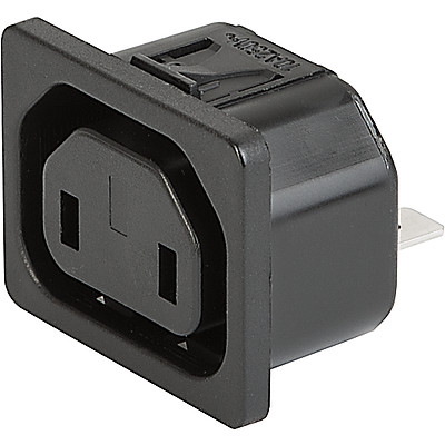 6602-4  IEC Appliance Outlet H, Snap-in Mounting, Front Side, Solder or Quick-connect Terminal