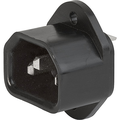 6049  IEC Appliance Inlet C14, Screw-on Mounting, Front or Rear Side, Solder or Quick-connect or Screw-on Terminal