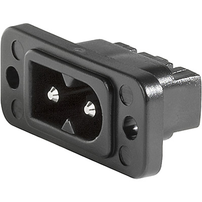 2577  IEC Appliance Inlet C8 polarized, Screw-on Mounting, Front Side, Solder or PCB Terminal