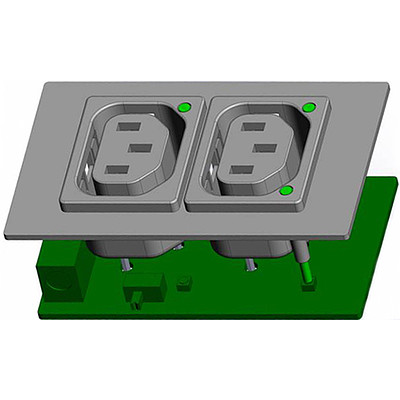 4710-5  10A outlet on PCB with Light Pipes